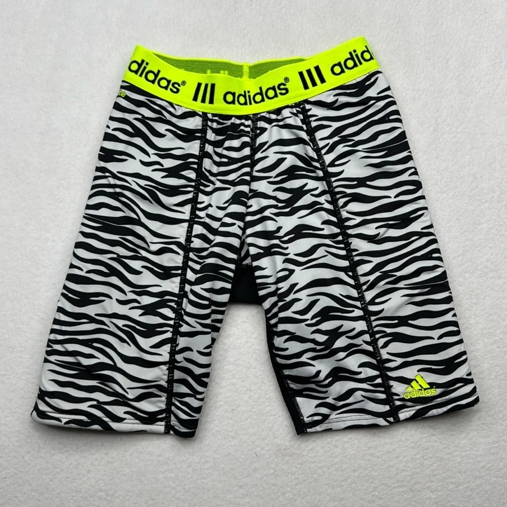Adidas Kids biker shorts size large L black and white zebra animal print